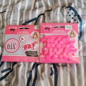 Laur DIY pins and patches plus pom pom trim